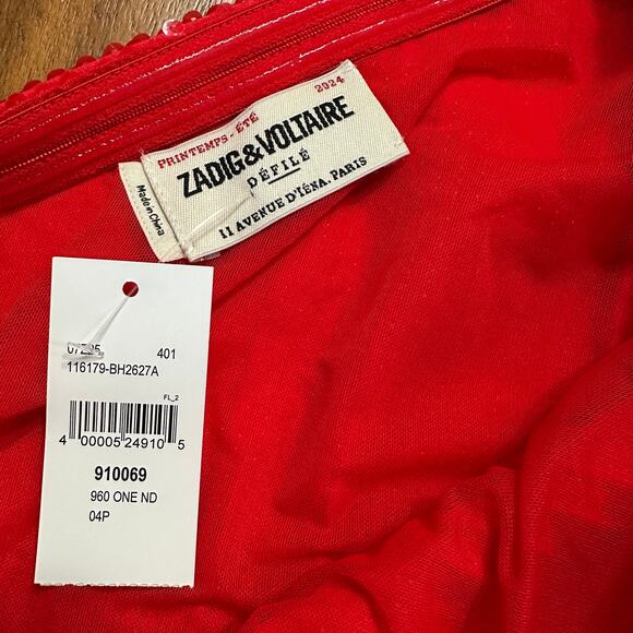 Zadig & Voltaire Roely Red Sequin One-Shoulder Dress, Holiday, Glam, Large NWT - Picture 8 of 11